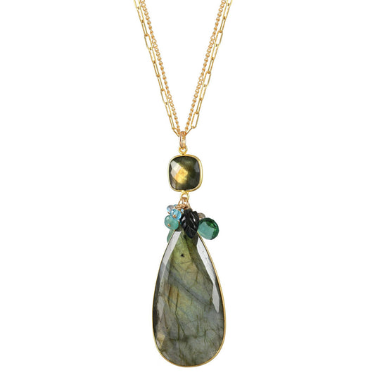 Labradorite + London Blue Topaz Statement Necklace