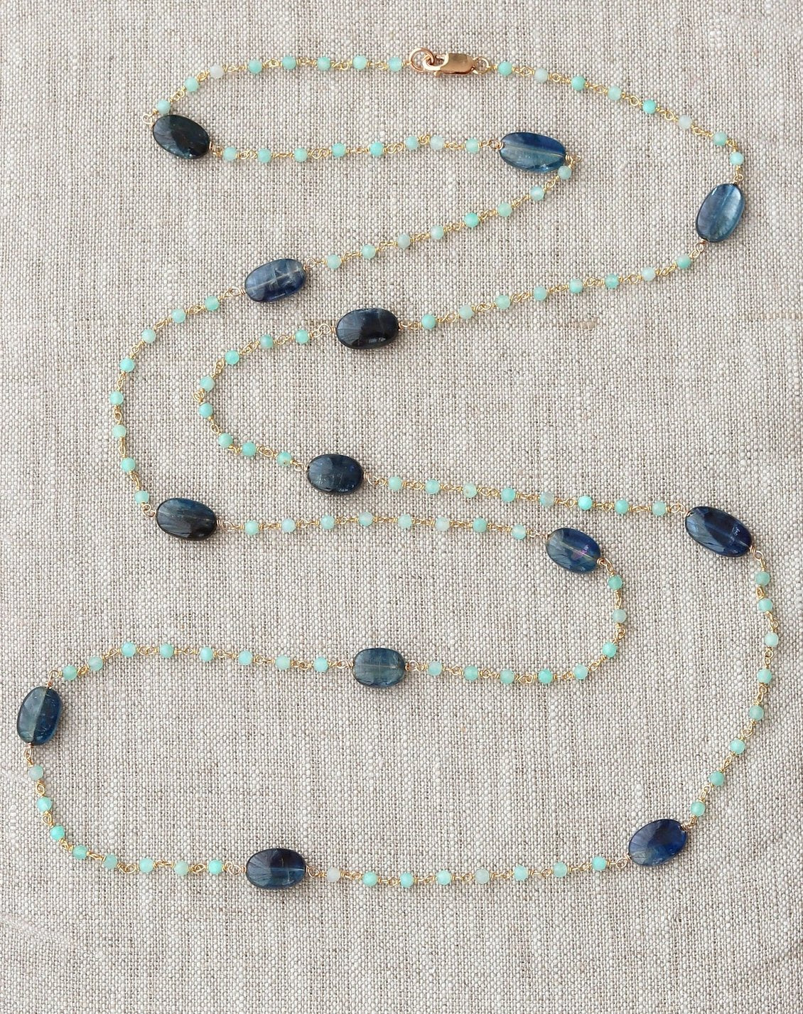 Amazonite + Kyanite Long Layering Necklace