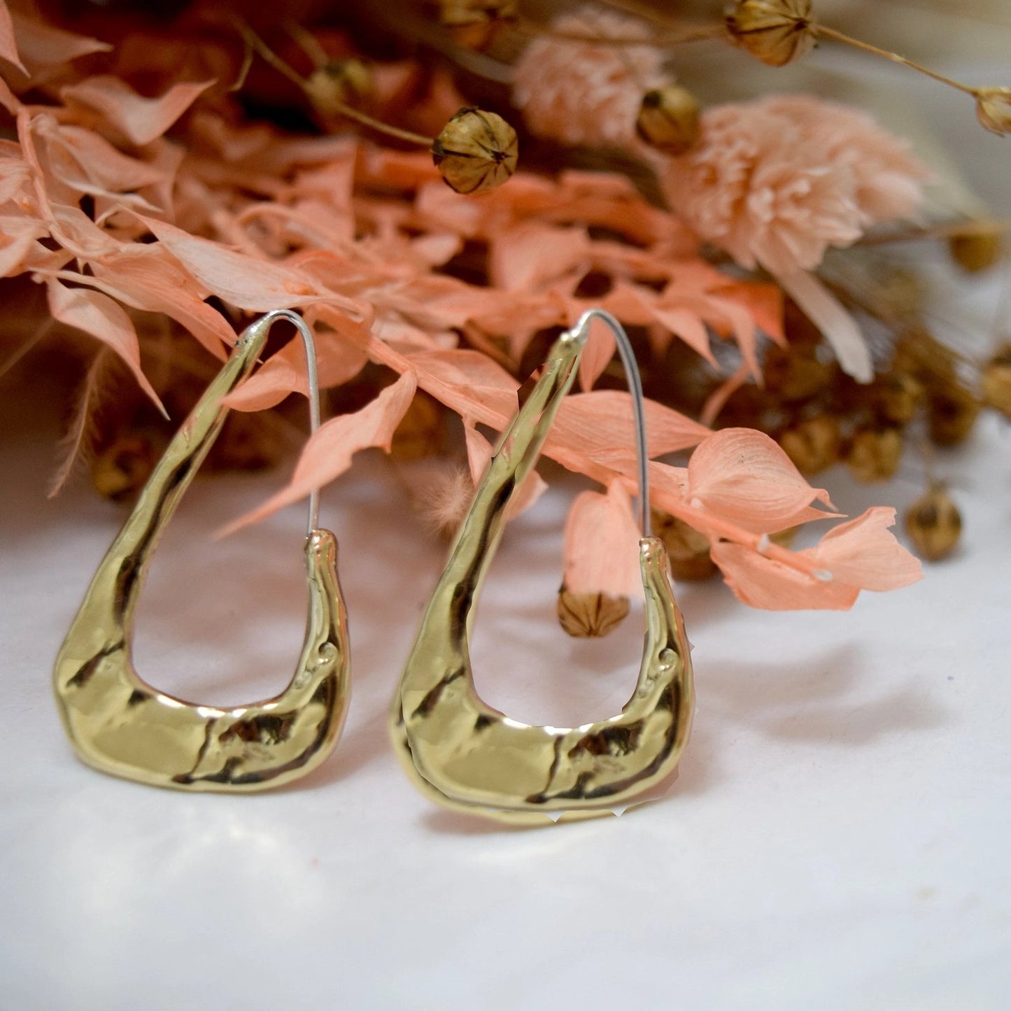 Brass Amphi Triangular Hoop Earrings