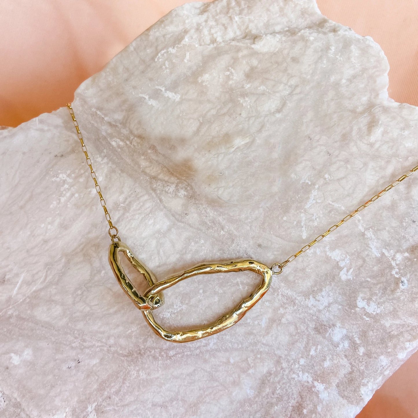 Brass Asymmetrical Open Link Necklace