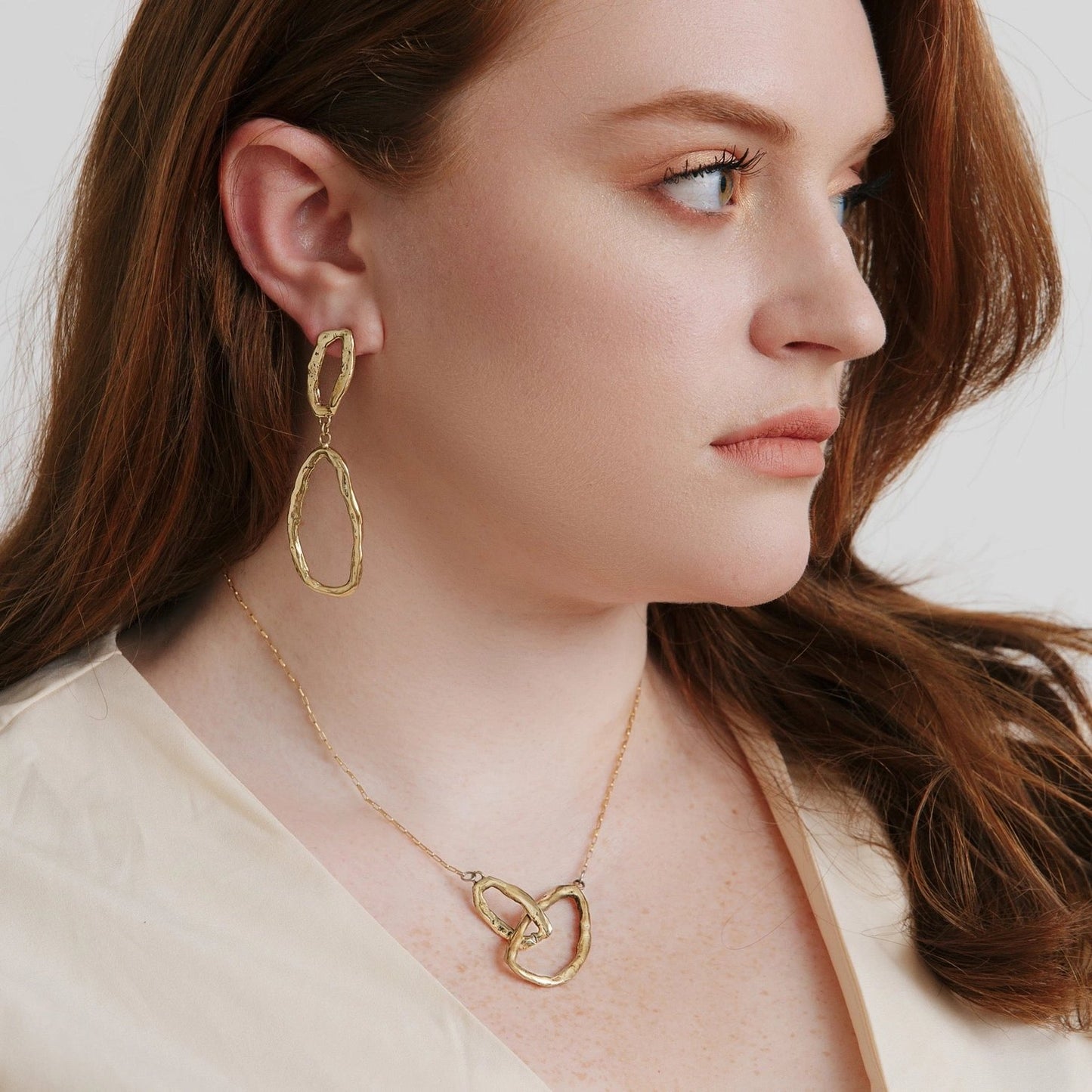 Brass Asymmetrical Open Link Necklace