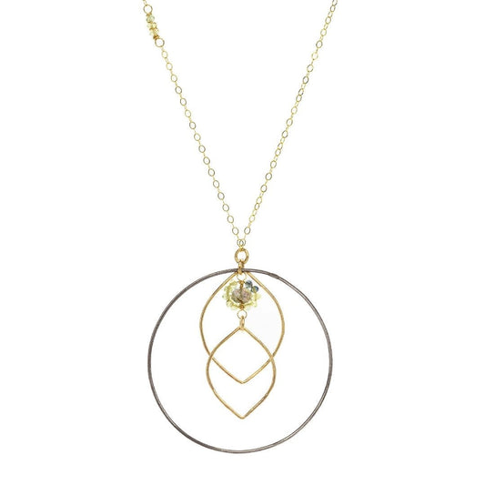 Mixed-Metal ‘Autumn Bloom’ Necklace with Labradorite + Green Sapphire