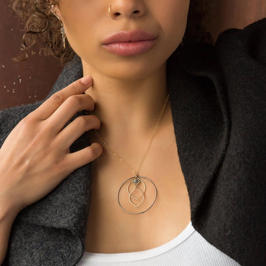 Mixed-Metal ‘Autumn Bloom’ Necklace with Labradorite + Green Sapphire