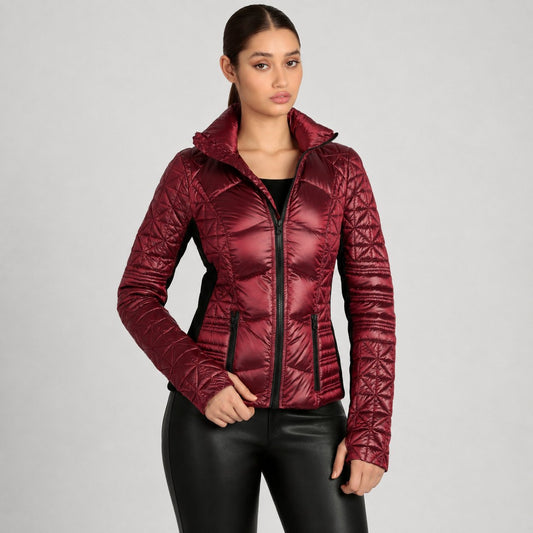 Lightweight Down Filled Packable Puffer Jacket - Wine