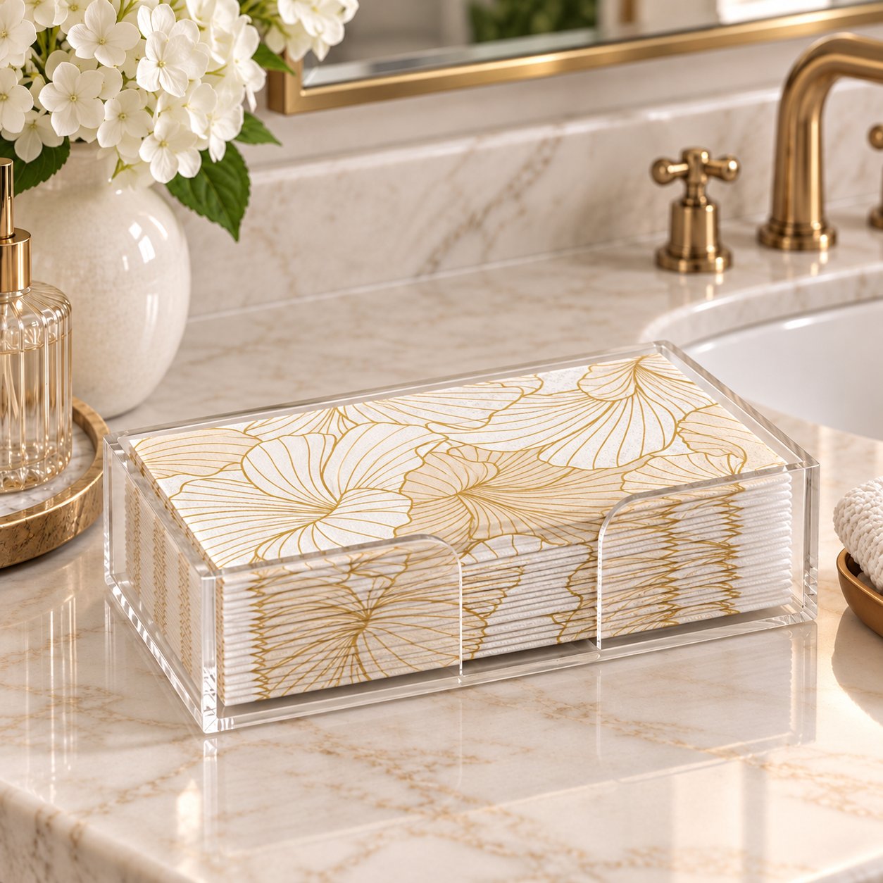 Clear Acrylic Paper Guest Towel Caddy