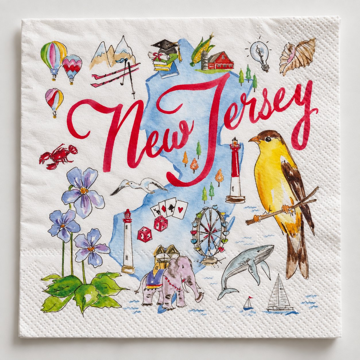 New Jersey State Collection Paper Cocktail Napkins