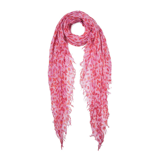 Silk/Cashmere Scarf - Fuchsia Pink Paisley