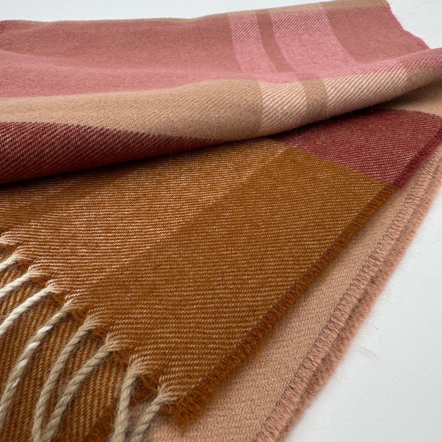 Baby Alpaca Plaid Scarf - Mocha Mousse