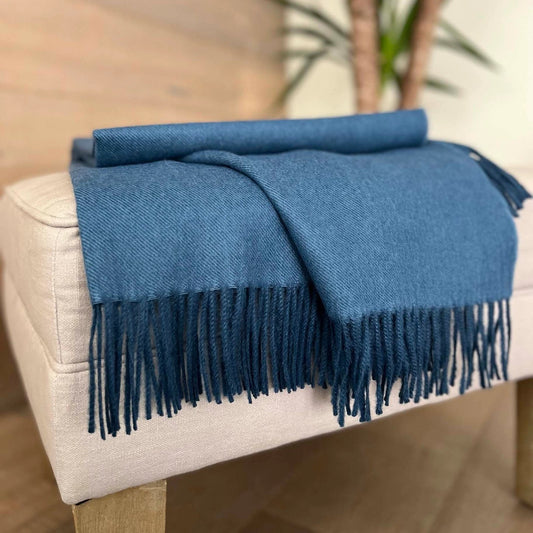 Baby Alpaca Throw Blanket - Blue Jean