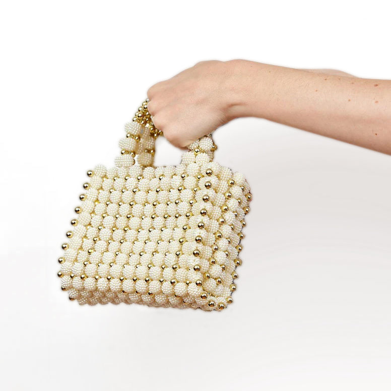 Beaded Bag - Ivory/Gold