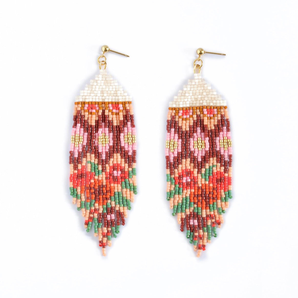Beaded Handwoven Huipil Fringe Earrings - Sweet Escape