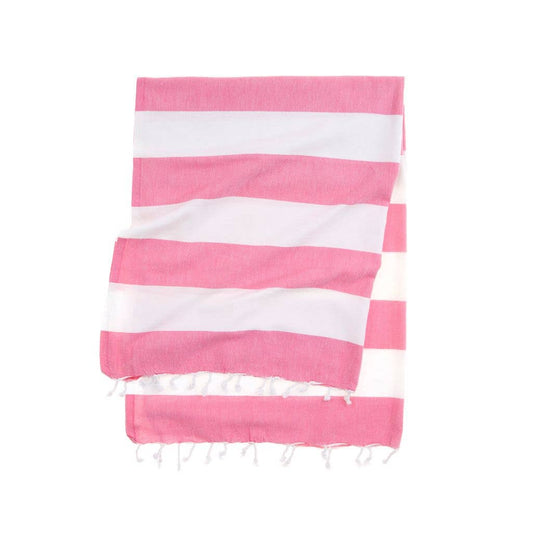 Cabana Stripe Turkish Towel - Pink/White