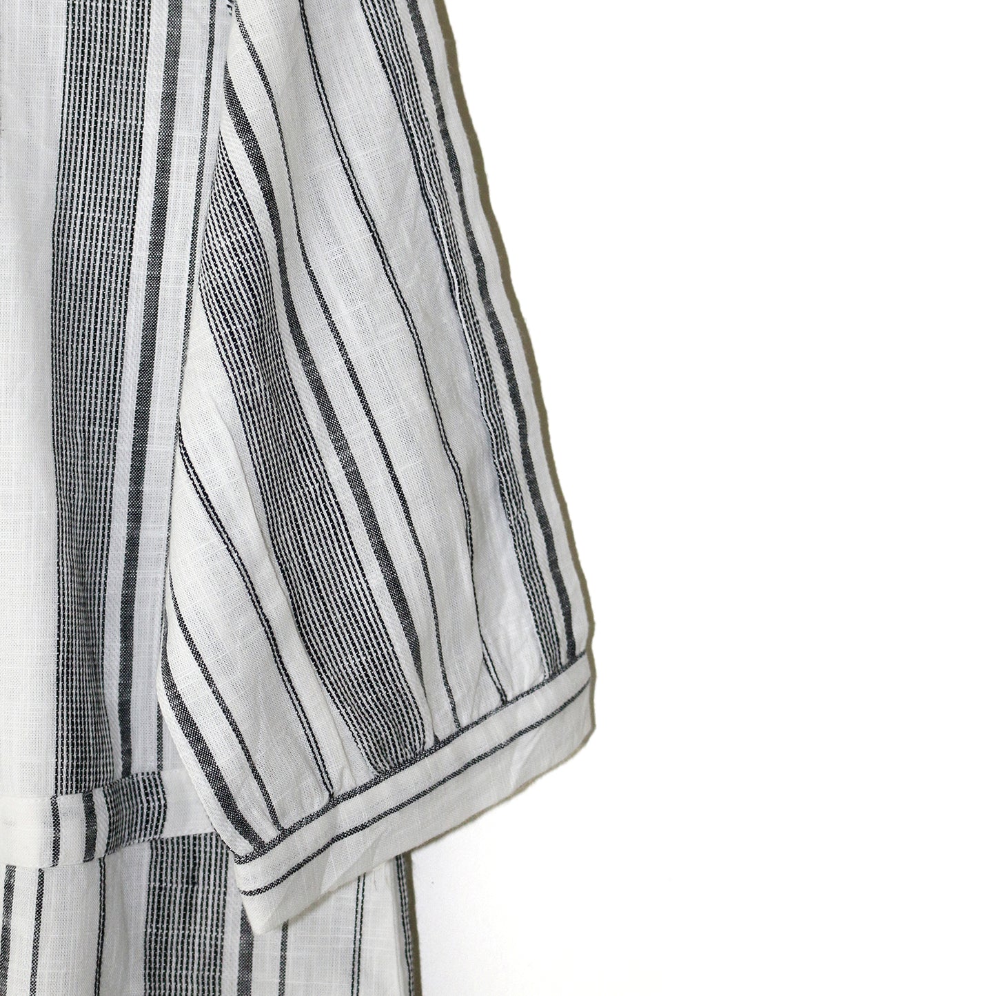 Handwoven Cotton Blouse – Black + White Stripe