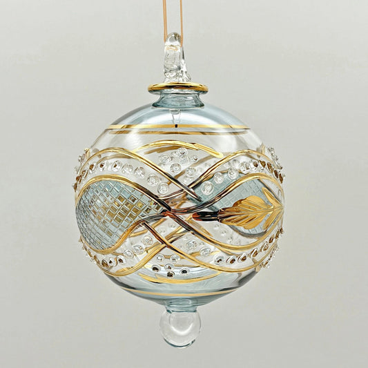 Hand-Blown Glass Ornament – Teal Garland