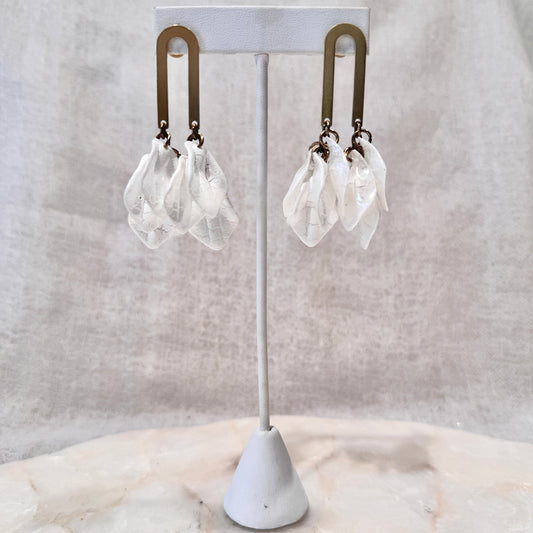 Crackled White Acrylic + Brass ‘Flor’ Post Earrings