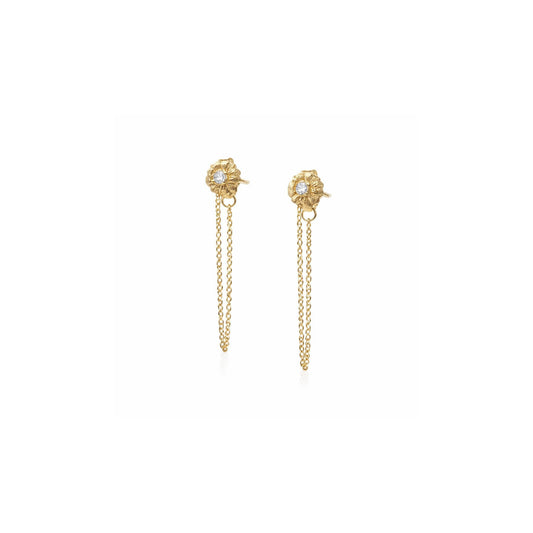 14k Gold + Diamond Chain Stud Earrings