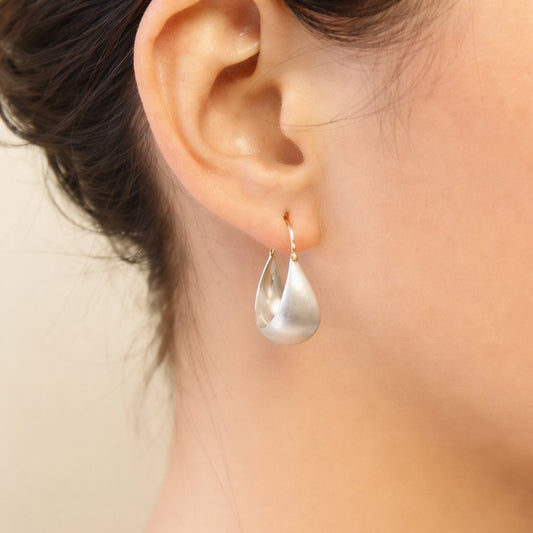 Sterling Silver + 14k Gold ‘Large Half Moon’ Hoop Earrings