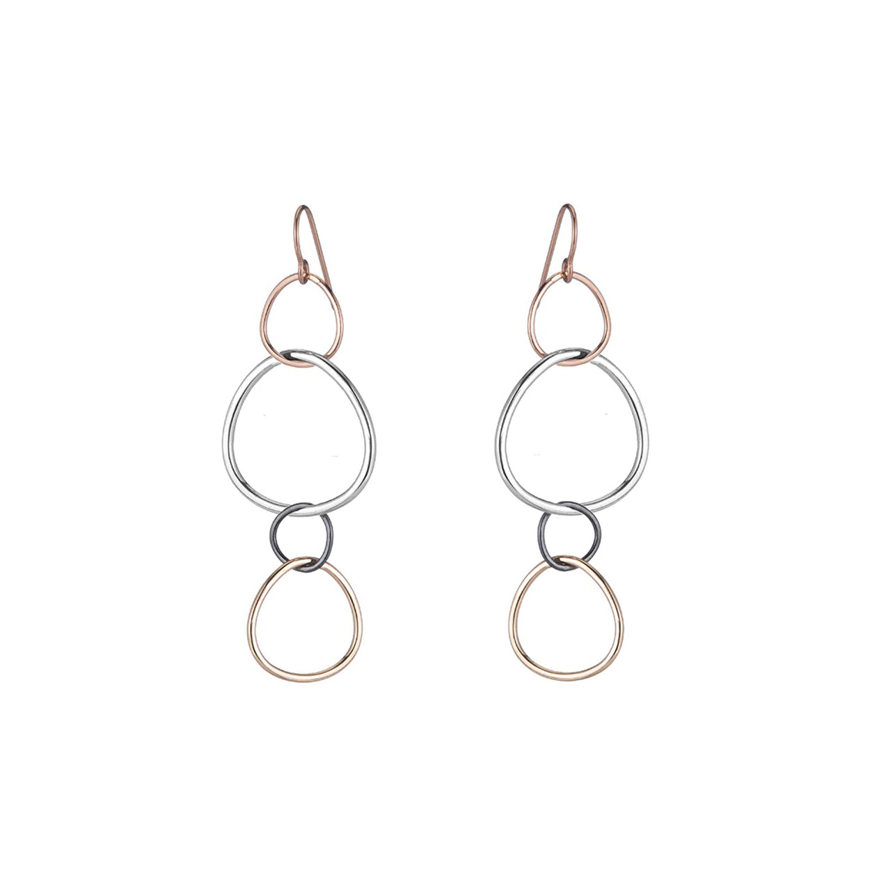 Quad-Tone Linear Hoop Earrings