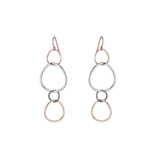 Quad-Tone Linear Hoop Earrings