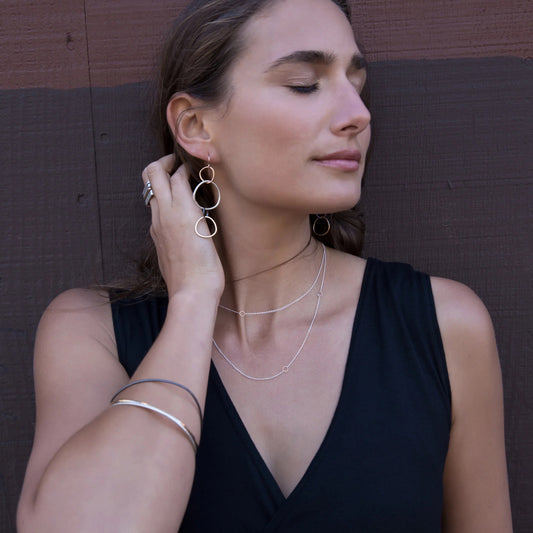 Quad-Tone Linear Hoop Earrings