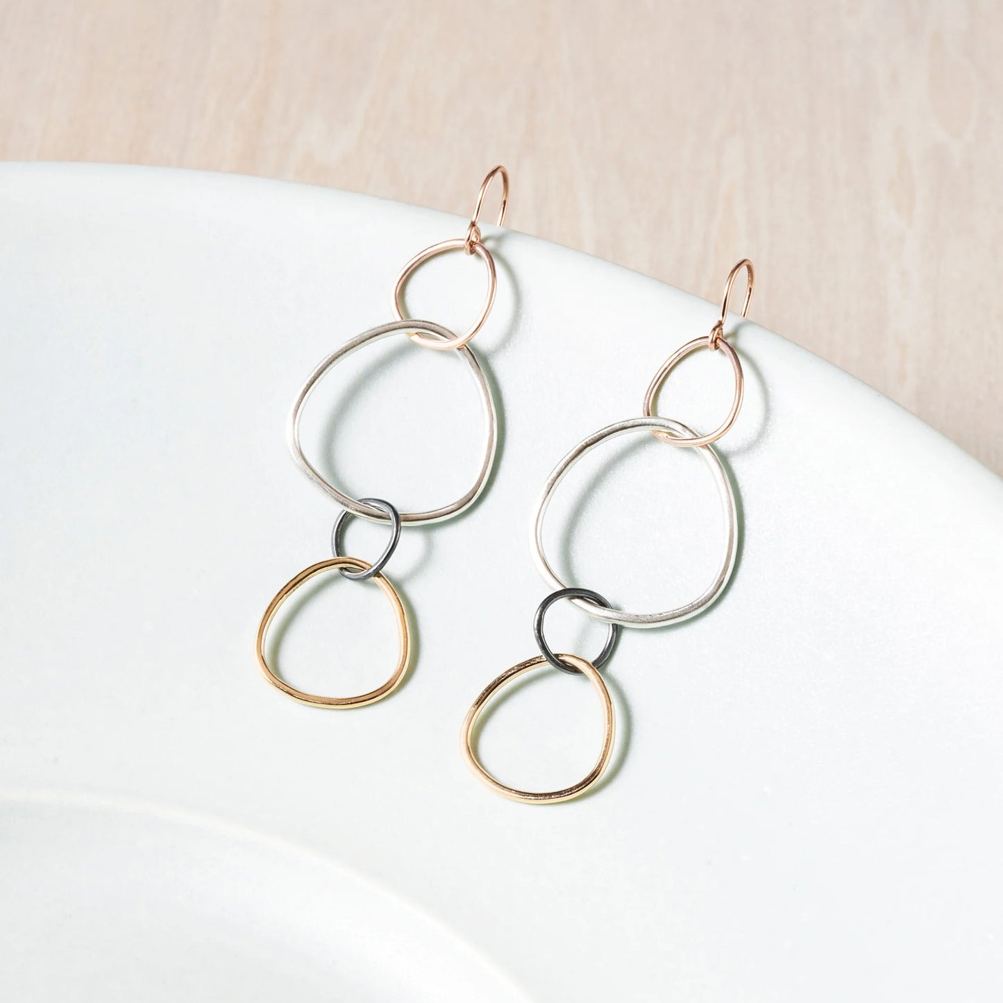 Quad-Tone Linear Hoop Earrings