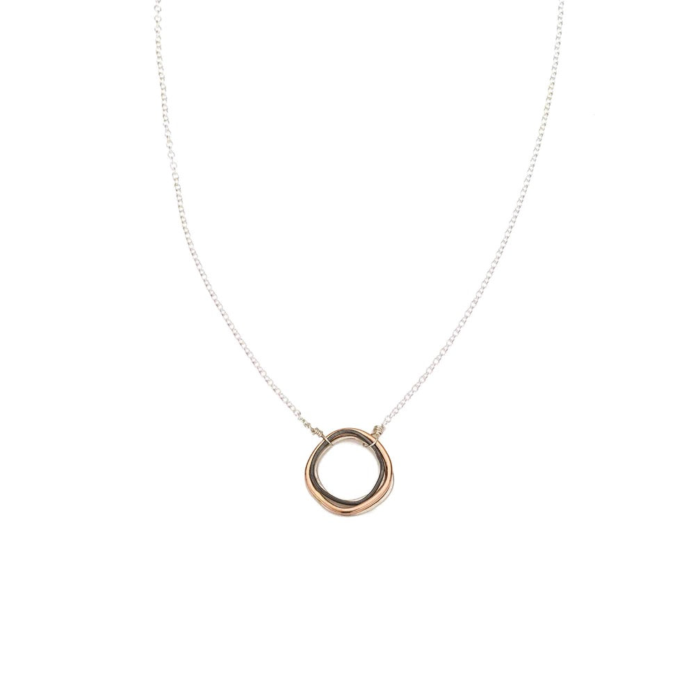 Tri-Tone Multi-Rounded Square Necklace