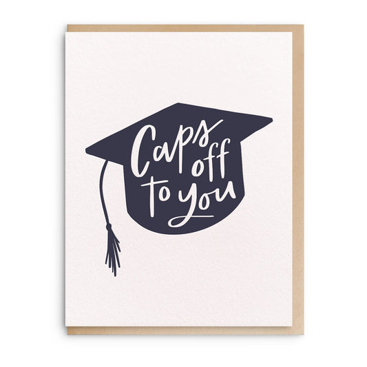 Caps Off - Letterpress Graduation Card