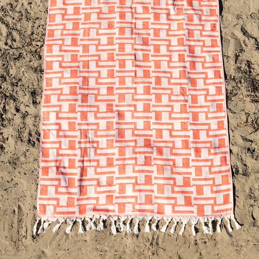 Turkish Peshtemal Beach Towel - Catania | Coral