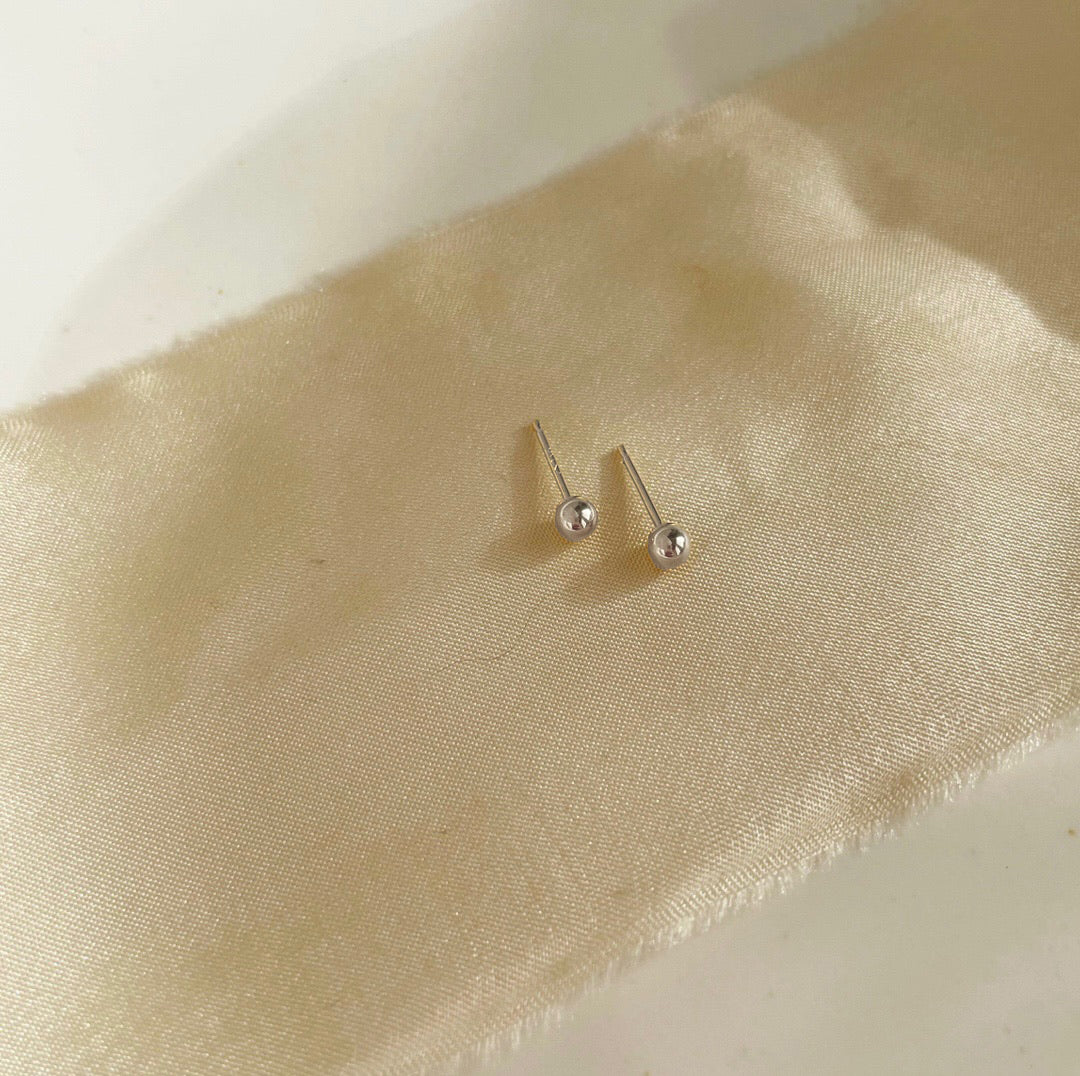 Classic Ball Stud Earrings (Select Material) Sterling Silver