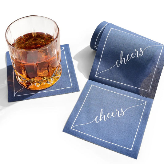 Cocktail Napkin Roll - Mystic Blue “Cheers”