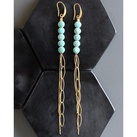 Turquoise + Chain Shoulder Duster Earrings