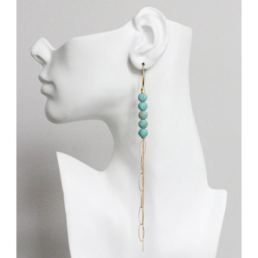 Turquoise + Chain Shoulder Duster Earrings