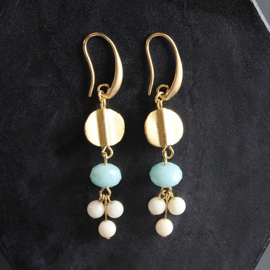 Amazonite + Stone Bead Drop Earrings