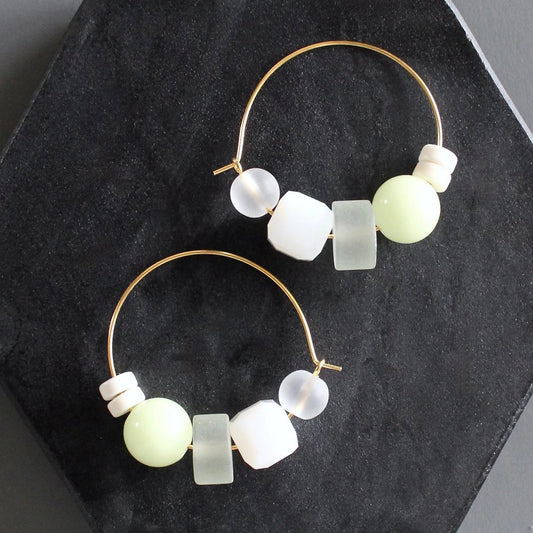 Multi Stone Hoop Earrings