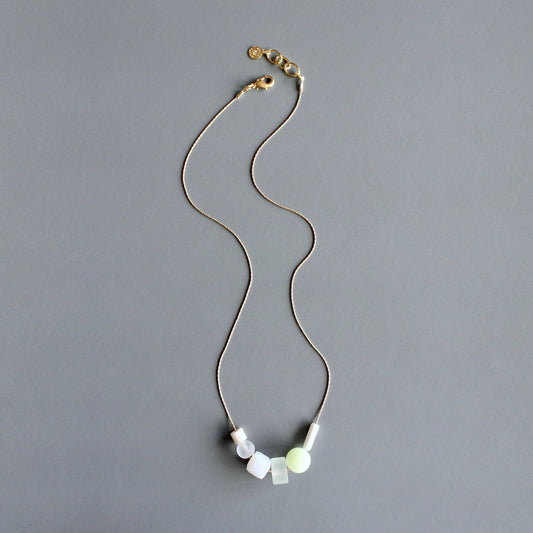 Celadon + White Glass Bead Necklace