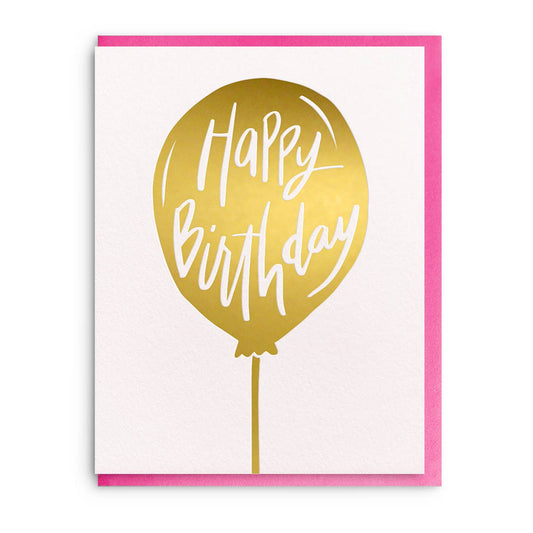 Gold Foil Balloon Birthday - Letterpress Card