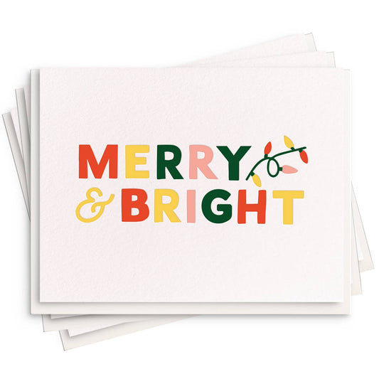 Merry & Bright - 6 Letterpress Christmas Cards (Boxed Set)