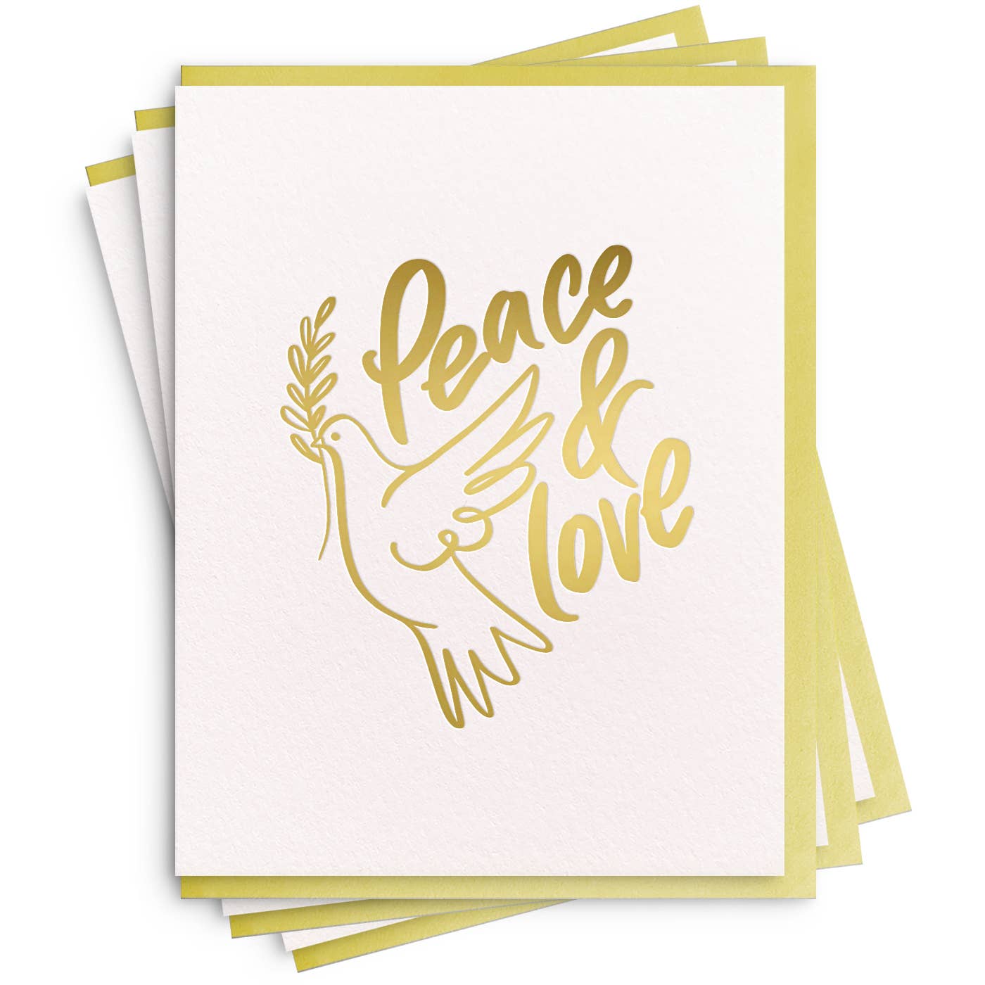 Peace & Love - 6 Gold Foil Letterpress Holiday Cards (Boxed Set)