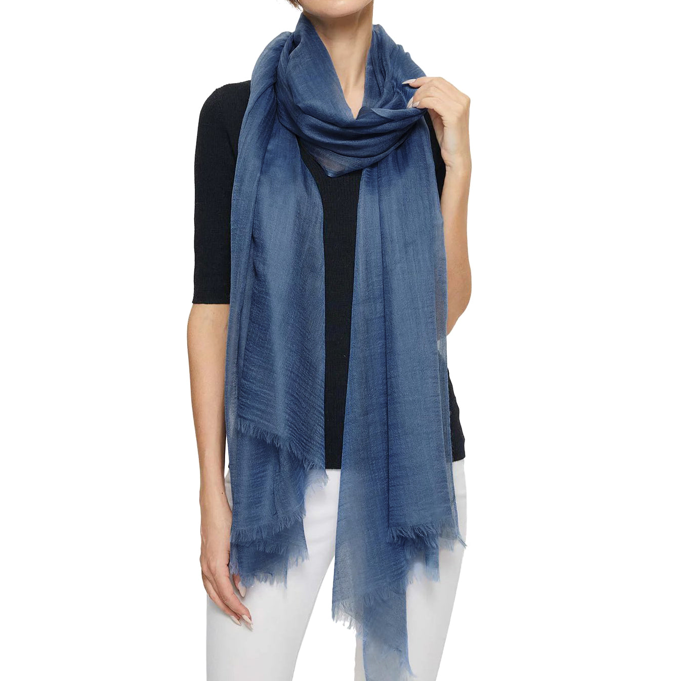 Cashmere Whisper Featherweight Scarf - Dark Mid Blue