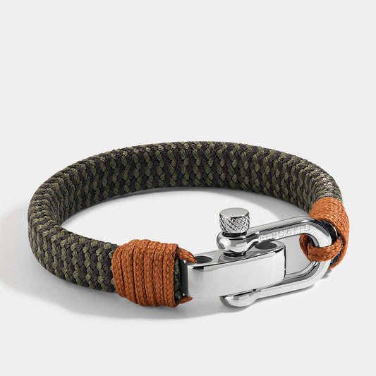 Nylon Cord ‘Altus’ Men’s Bracelet – Olive Green/Rust