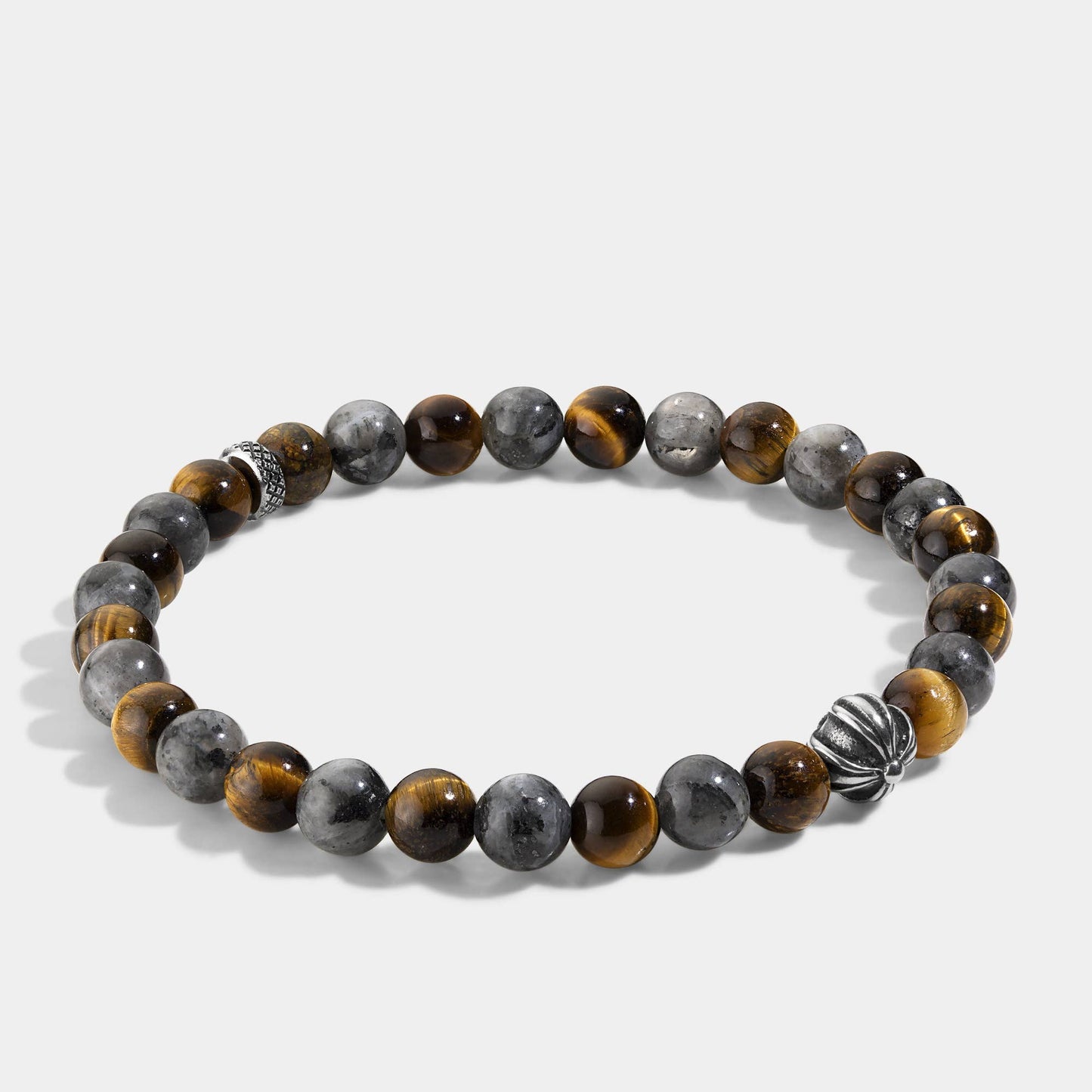 Tiger’s Eye ‘Crest’ Beaded Men’s Bracelet