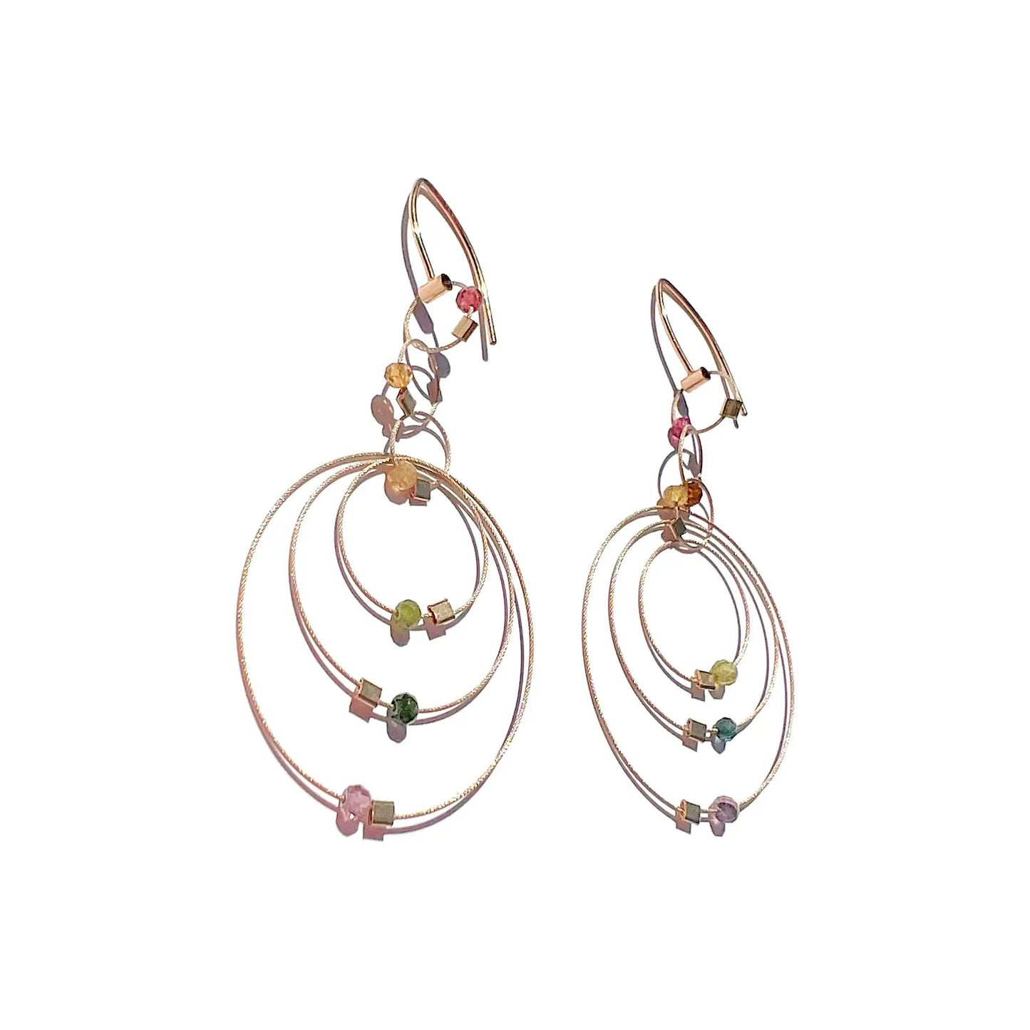3-D Woven Cable 'Exclamation Hook' Earrings – Tourmaline/Gold