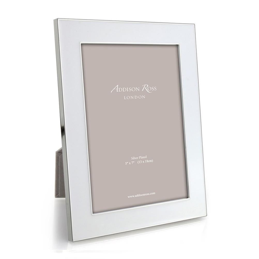 5x7 Wide Enamel + Silver Picture Frame - White