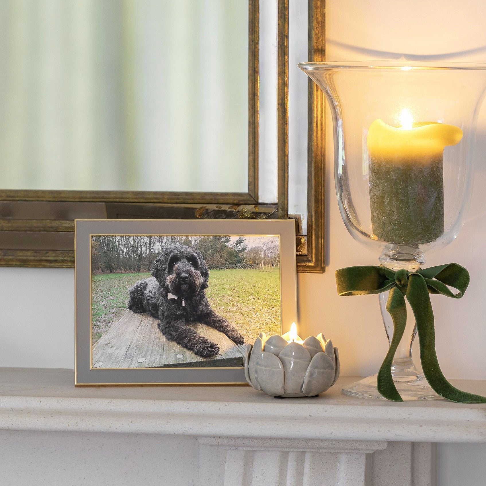 5x7 Enamel + Gold Picture Frame - Taupe