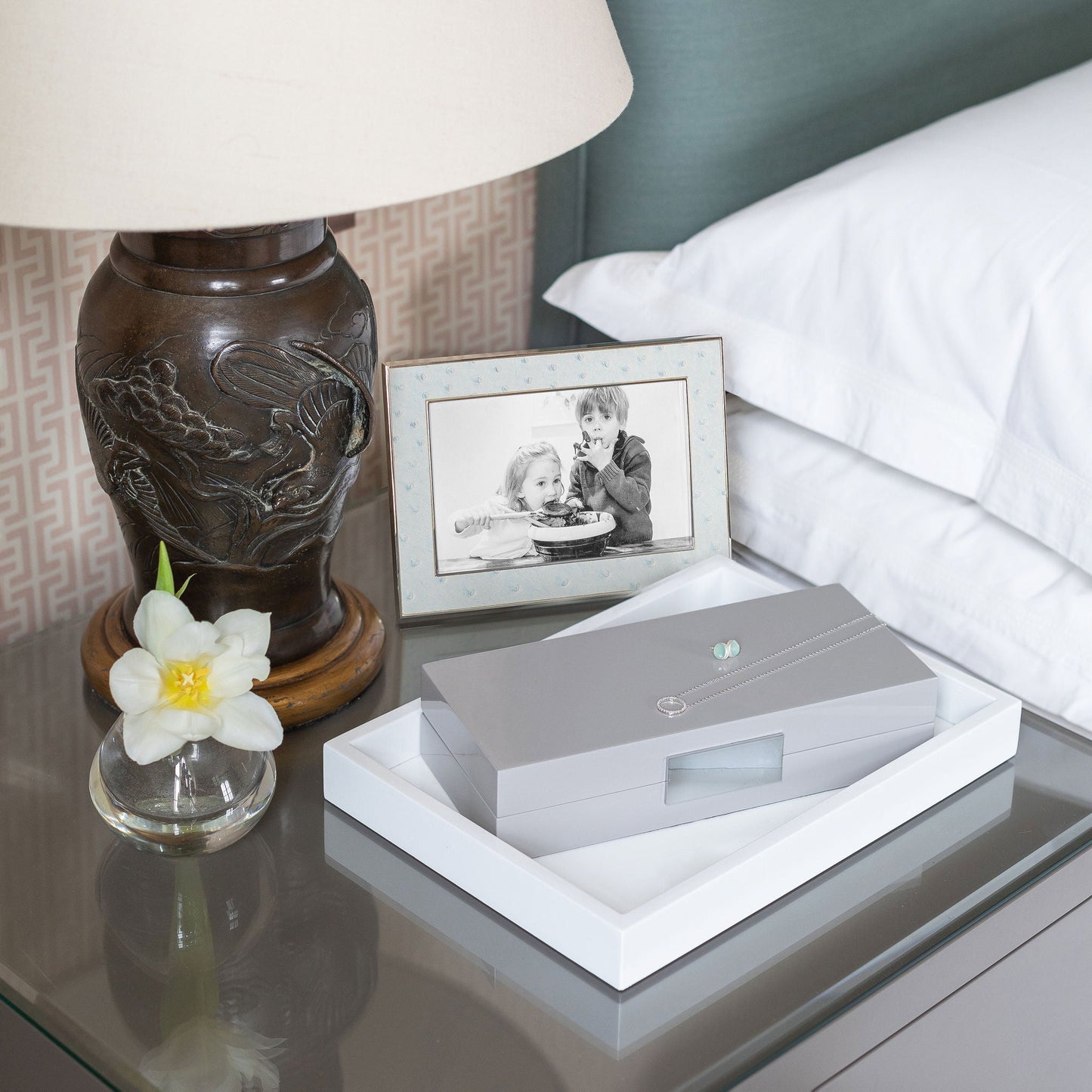 4x6 Faux Ostrich + Silver Picture Frame - Mist