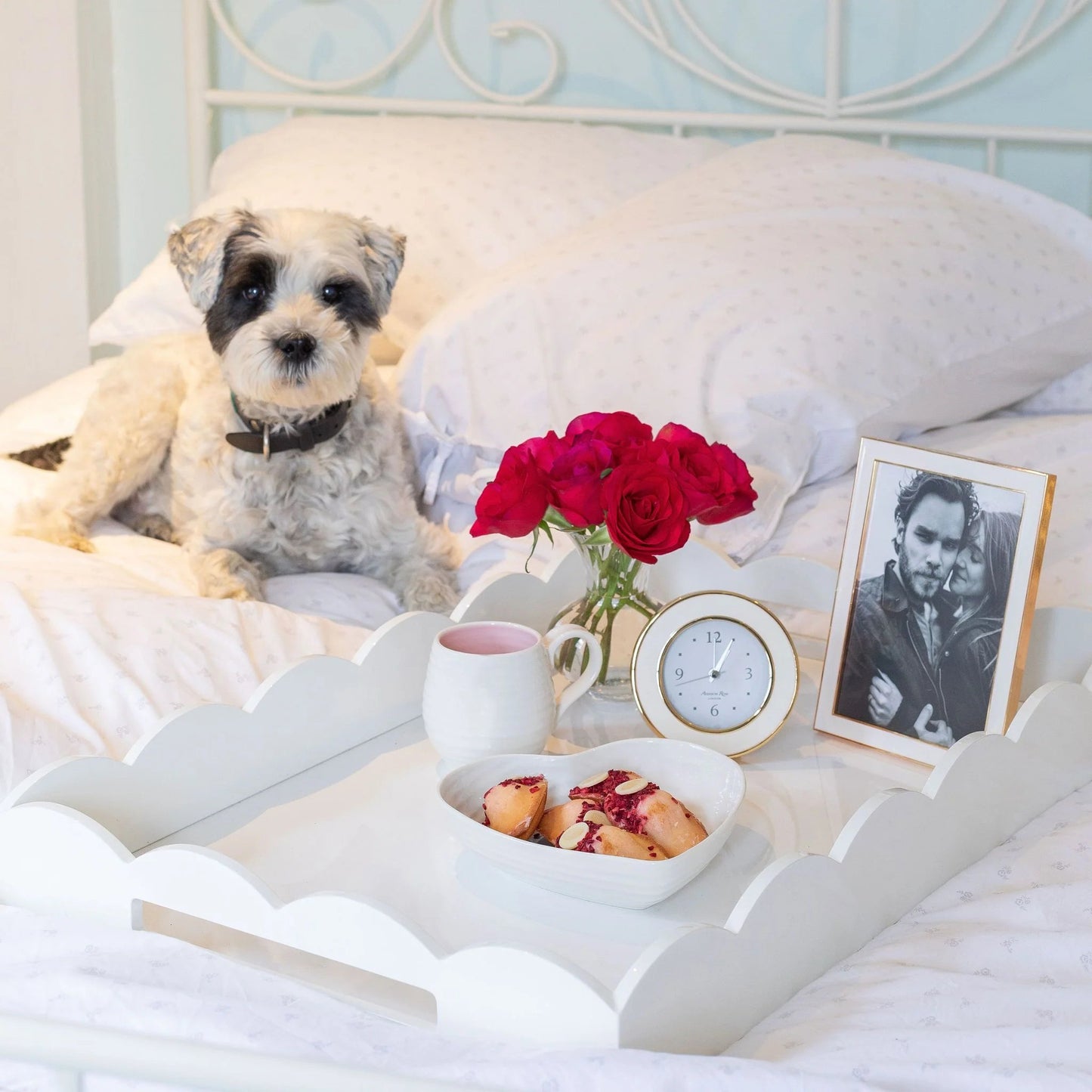 Enamel + Gold Alarm Clock - White