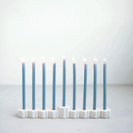 Matte White Ceramic Fleur Menorah
