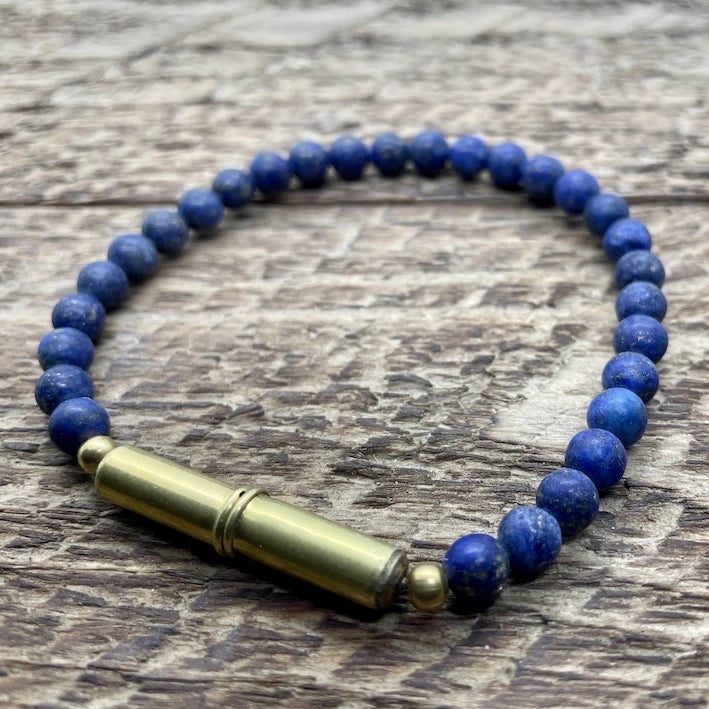 Flint Men's Beaded Single Bracelet (select stone)  Lapis