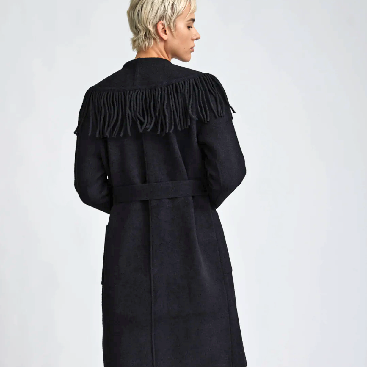 Eyelash Fringe Coatigan - Black