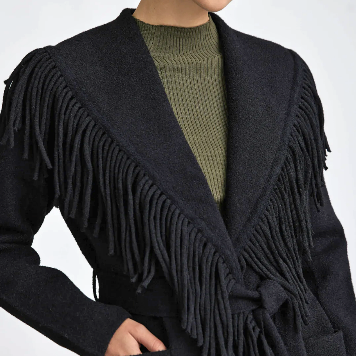 Eyelash Fringe Coatigan - Black
